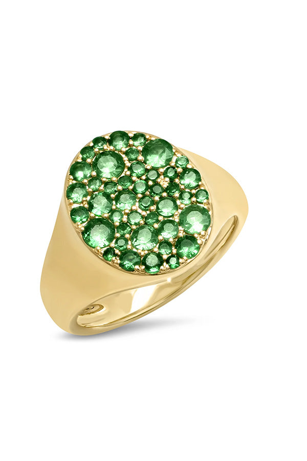 Tsavorites Signet Pinky Ring