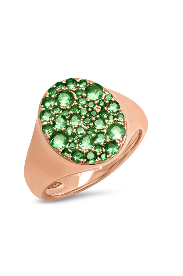 Tsavorites Signet Pinky Ring