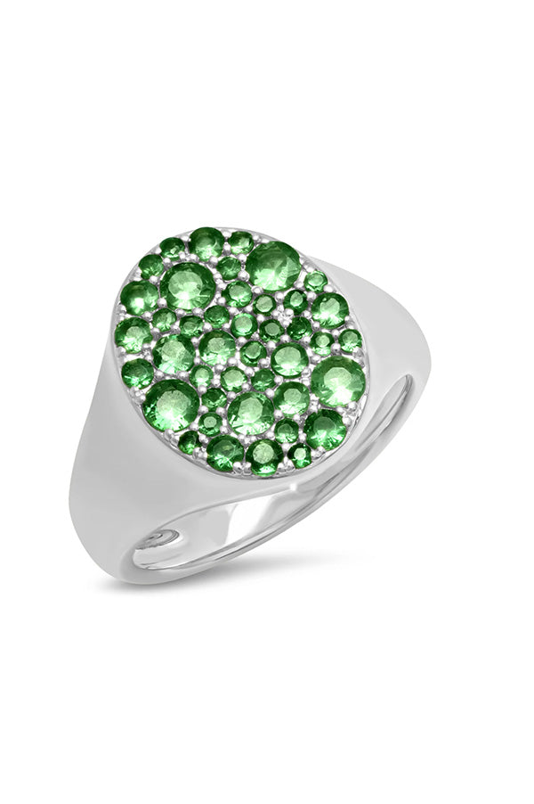 Tsavorites Signet Pinky Ring