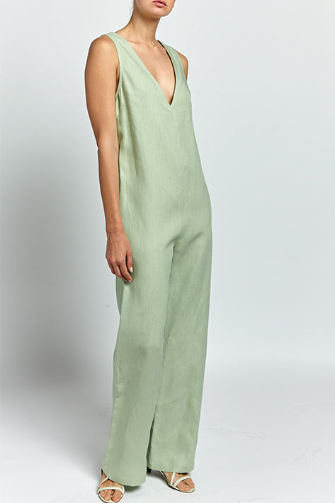 Nomia V-Neck Jumpsuit In Pistachio