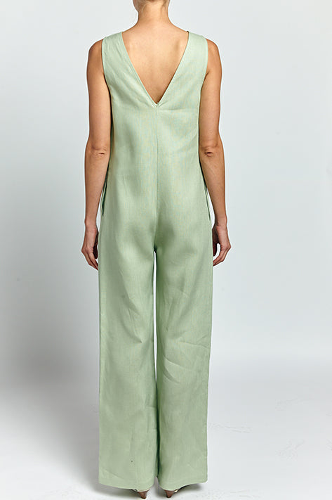 Nomia V-Neck Jumpsuit In Pistachio