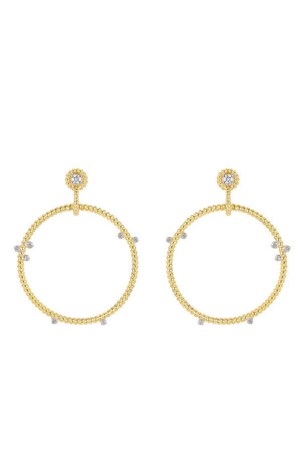 Yellow Gold and Diamond Floating Hoops